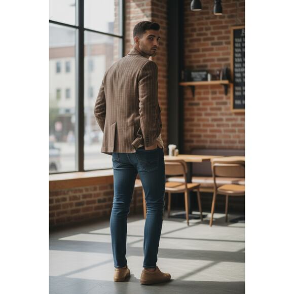 LAB 001 Brown Pinstripe Italian Blazer –Unisex 50IT/40US(Sz:W-14/XL)–NWT-Ret$650 - Picture 5 of 7